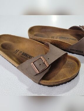 Birkenstock Madrid Womens Mocha Brown Birkibuc Slides Sandals Size 42 US 11